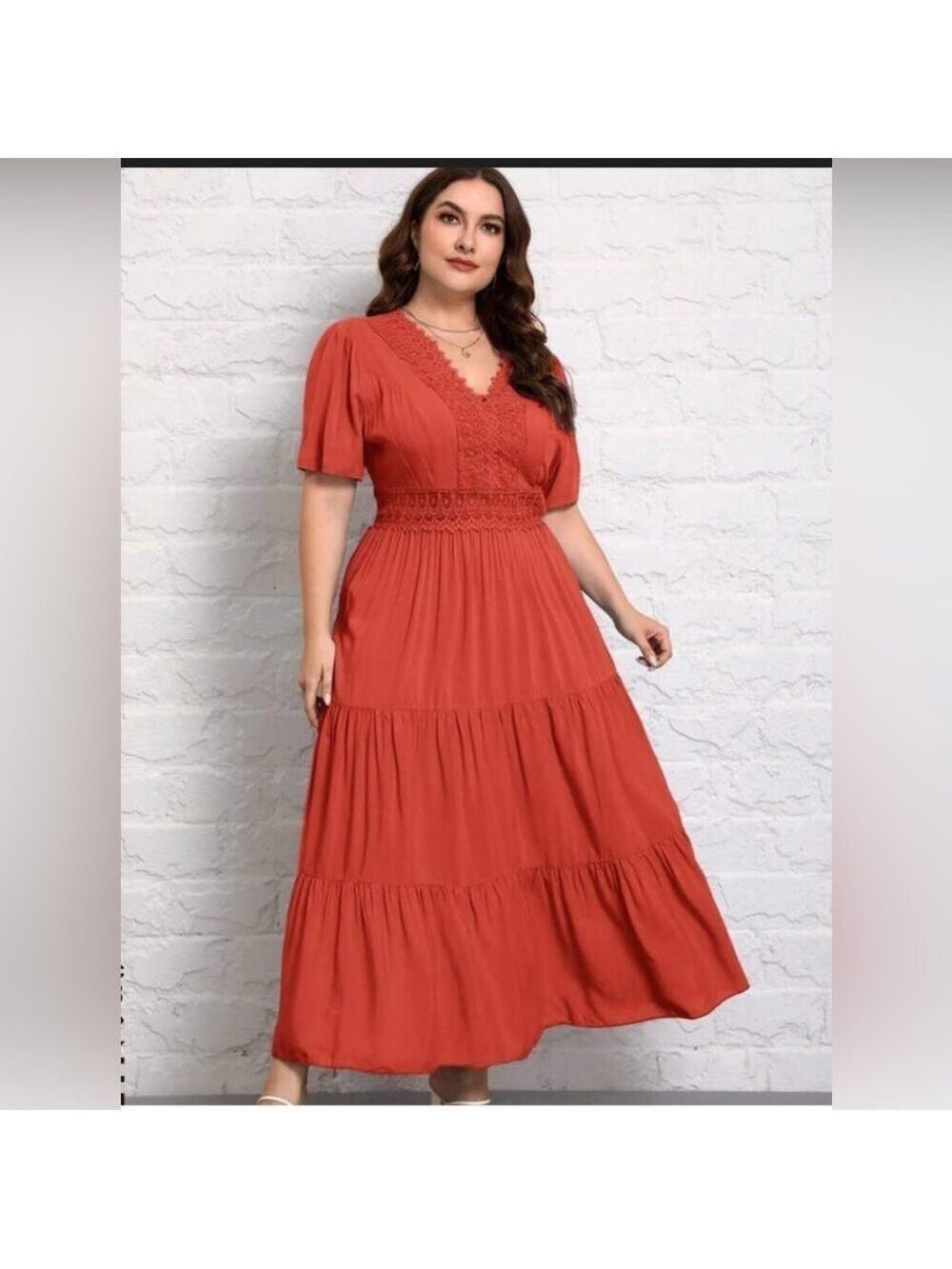 SHEIN Tiered Crochet Maxi Dress Size Medium